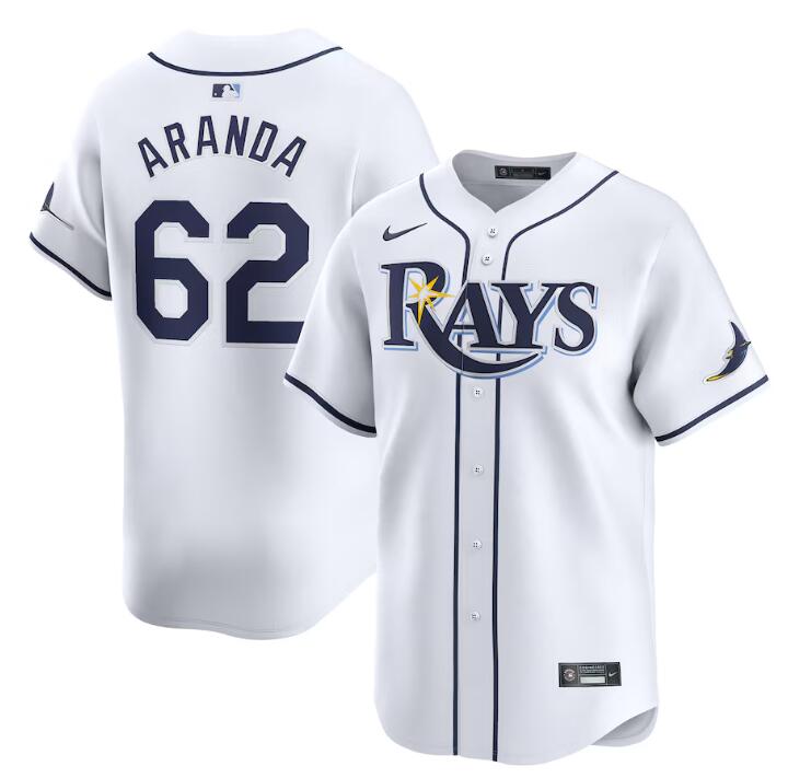 Men's Tampa Bay Rays #62 Jonathan Aranda White Home Limited Stitched Baseball Jersey